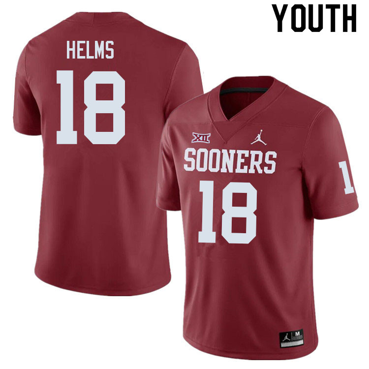 Youth #18 Kaden Helms Oklahoma Sooners College Football Jerseys Sale-Crimson